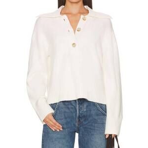 NEW FREE PEOPLE trading up polo sweater in ivory